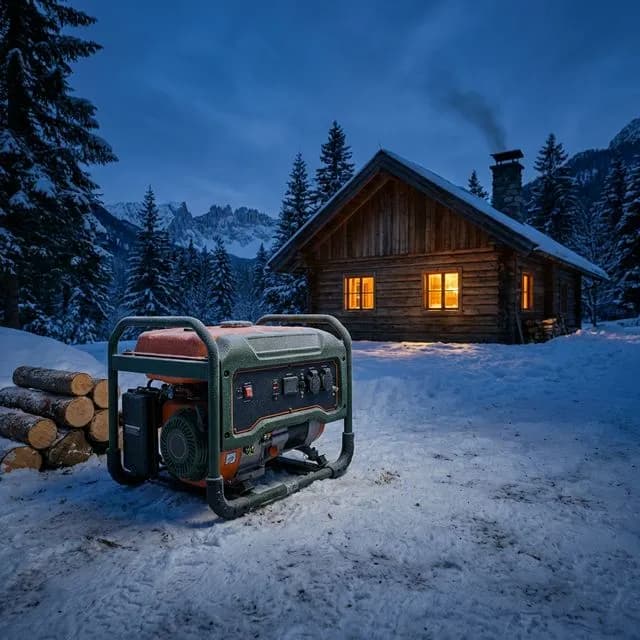 Generador eléctrico portátil para refugio de montaña con nieve