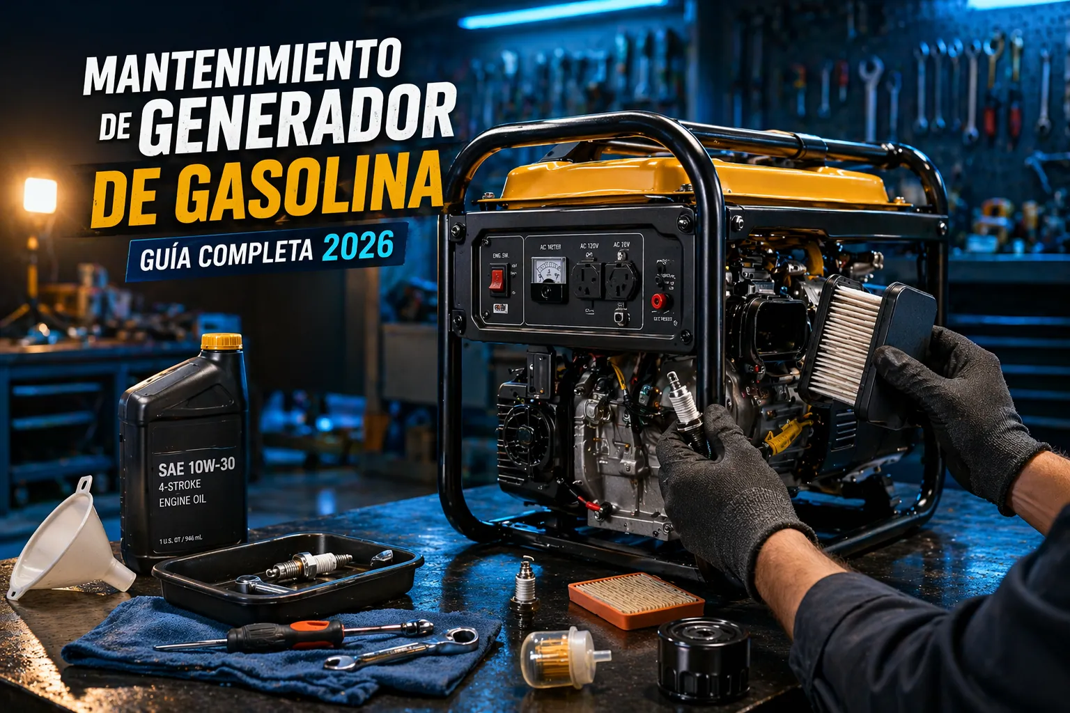 Mantenimiento de generador de gasolina - aceite, combustible y almacenamiento